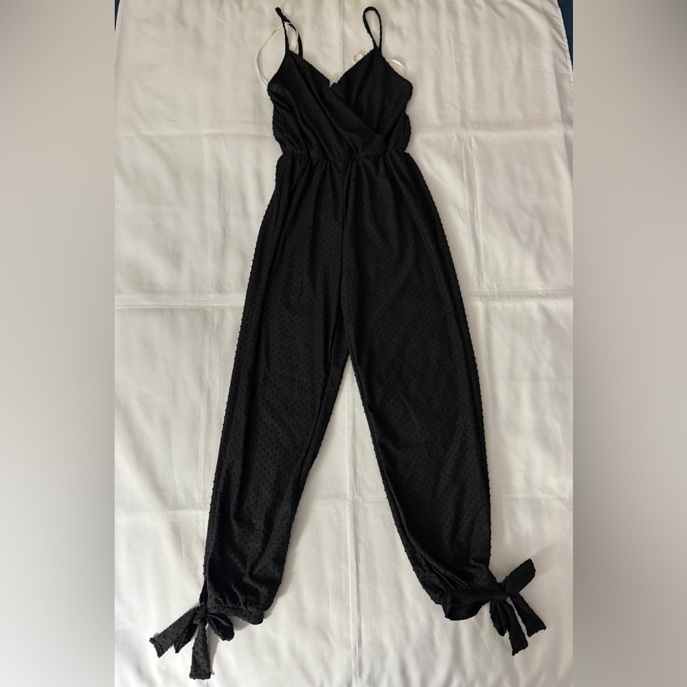 Rolla Coster Spaghetti Strap Patterned Black Jumpsuit